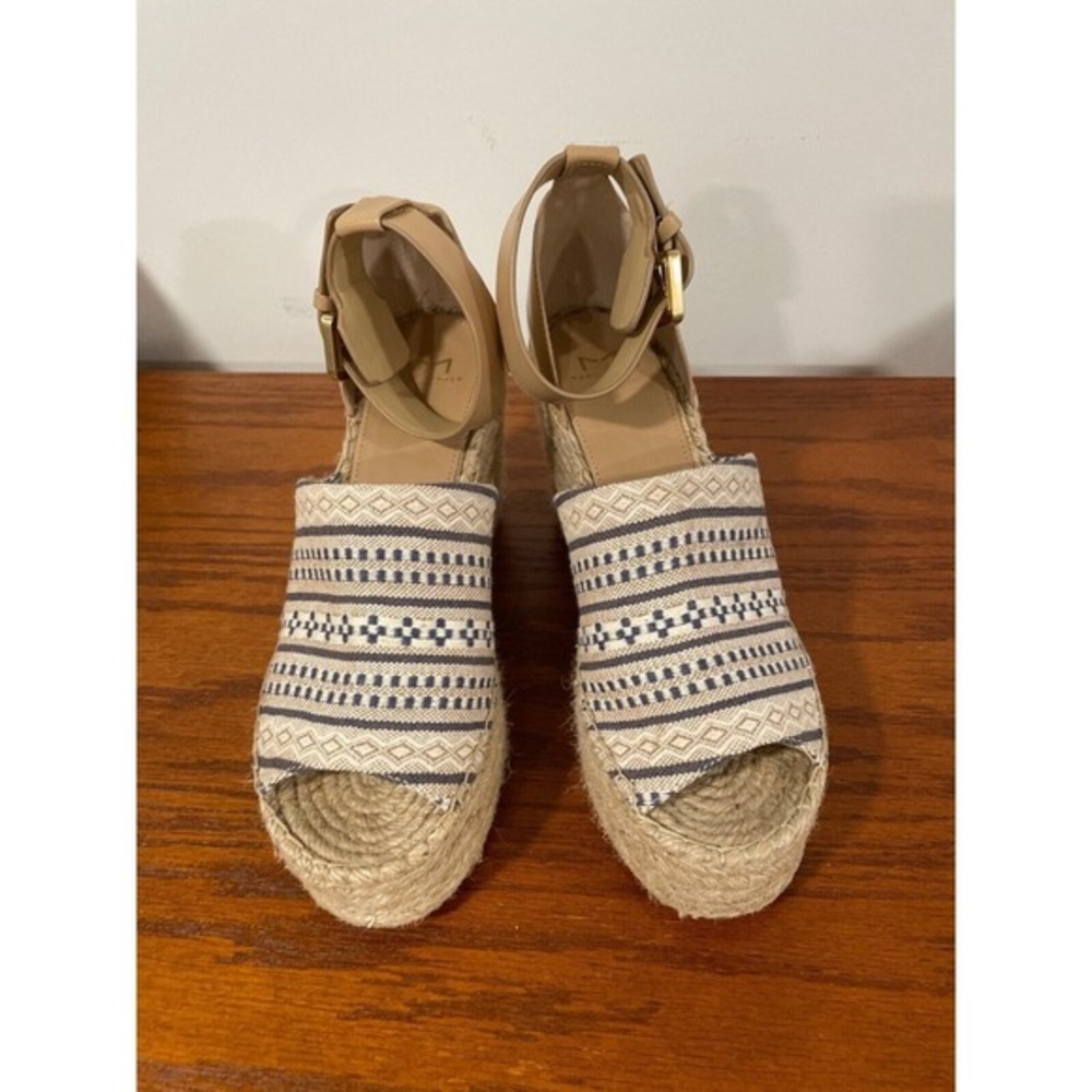 Marc Fisher Adalyn 2 Platform Wedge Geometric Print Espadrille Sandal 9.5 Resort